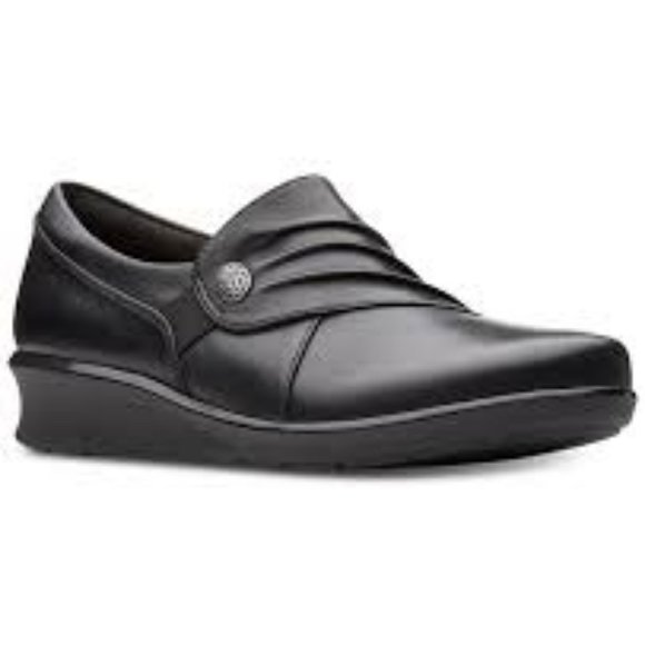 NWT CLARKS COLLECTION HOPE ROXANNE LEATHER SLIP ON LOAFERS BLACK 10W - Picture 2 of 7